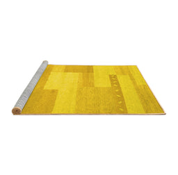 Sideview of Machine Washable Abstract Yellow Contemporary Rug, wshcon788yw