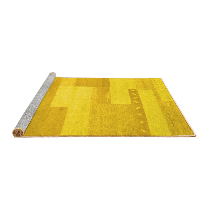 Sideview of Machine Washable Abstract Yellow Contemporary Rug, wshcon788yw