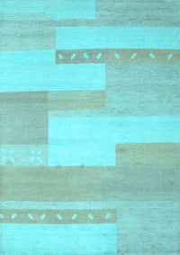 Abstract Light Blue Contemporary Rug, con788lblu