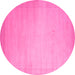 Round Abstract Pink Contemporary Rug, con789pnk