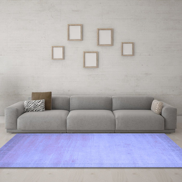 Machine Washable Abstract Blue Contemporary Rug in a Living Room, wshcon789blu
