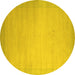 Round Machine Washable Abstract Yellow Contemporary Rug, wshcon789yw