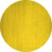 Round Abstract Yellow Contemporary Rug, con789yw