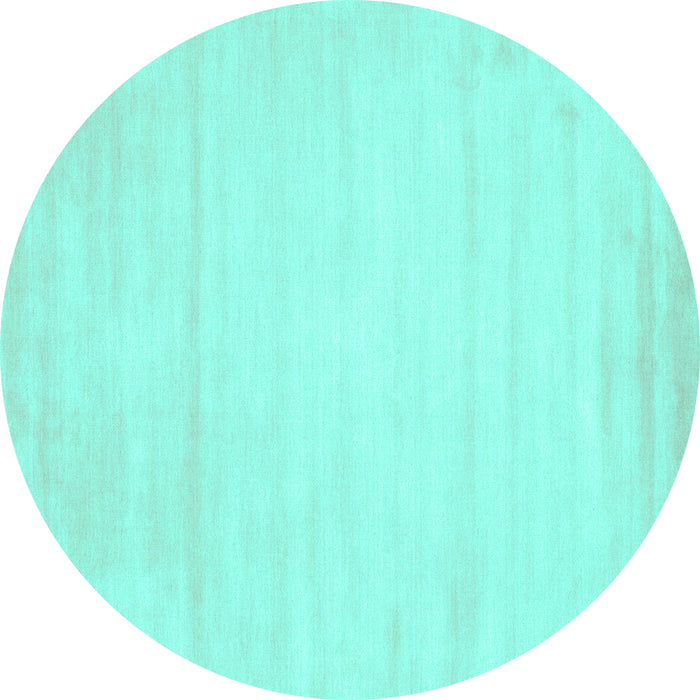 Round Abstract Turquoise Contemporary Rug, con78turq