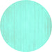 Round Abstract Turquoise Contemporary Rug, con78turq