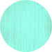 Round Machine Washable Abstract Turquoise Contemporary Area Rugs, wshcon78turq