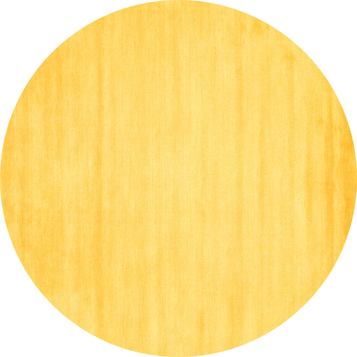 Round Machine Washable Abstract Yellow Contemporary Rug, wshcon78yw