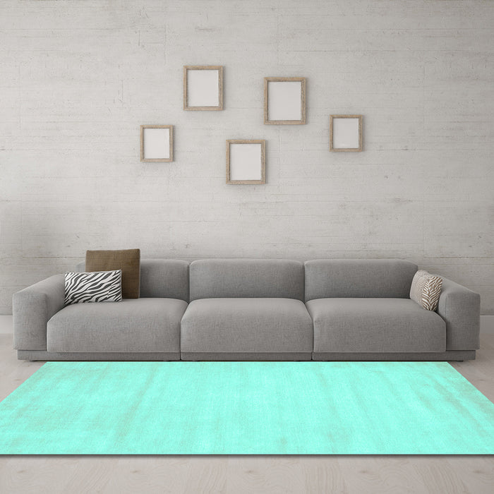 Machine Washable Abstract Turquoise Contemporary Area Rugs in a Living Room,, wshcon78turq