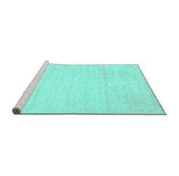 Sideview of Machine Washable Abstract Turquoise Contemporary Area Rugs, wshcon78turq