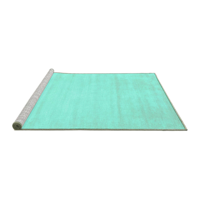 Sideview of Machine Washable Abstract Turquoise Contemporary Area Rugs, wshcon78turq