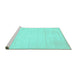 Sideview of Machine Washable Abstract Turquoise Contemporary Area Rugs, wshcon78turq