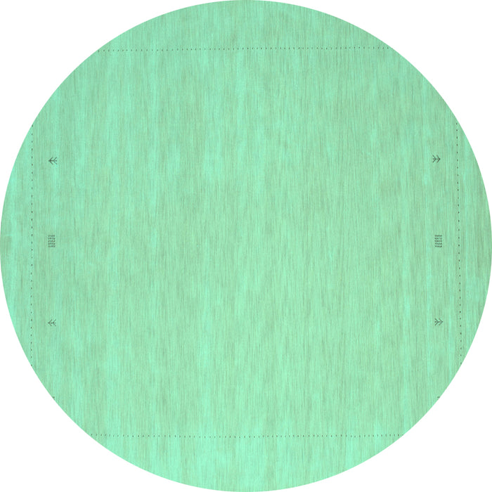 Round Machine Washable Solid Turquoise Modern Area Rugs, wshcon790turq