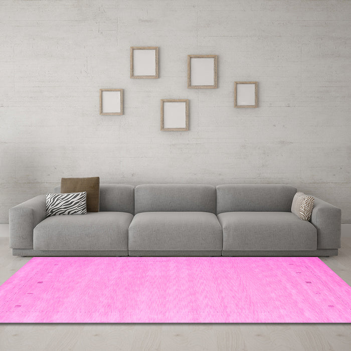 Machine Washable Solid Pink Modern Rug in a Living Room, wshcon790pnk