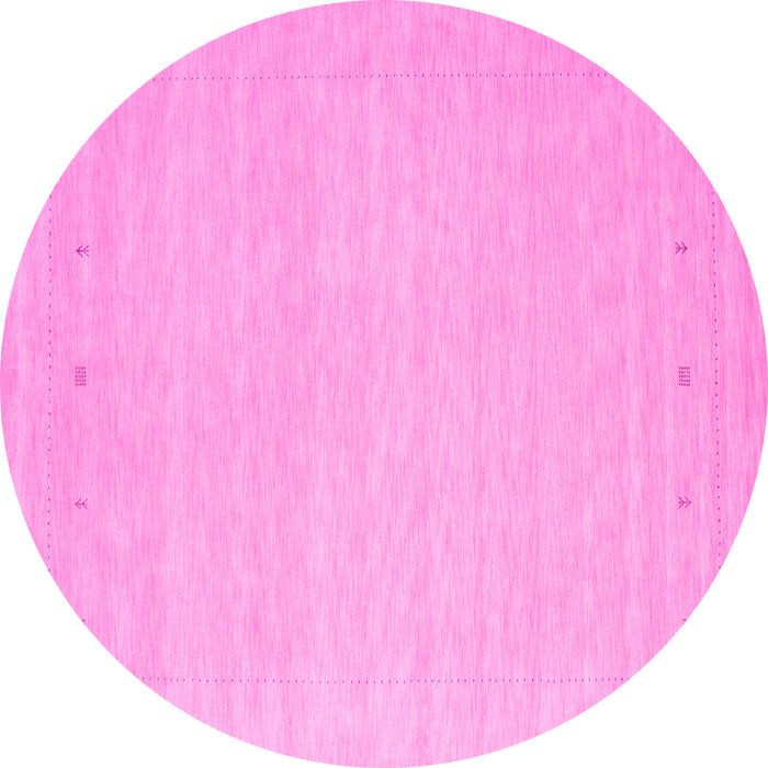 Round Machine Washable Solid Pink Modern Rug, wshcon790pnk