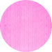 Round Machine Washable Solid Pink Modern Rug, wshcon790pnk