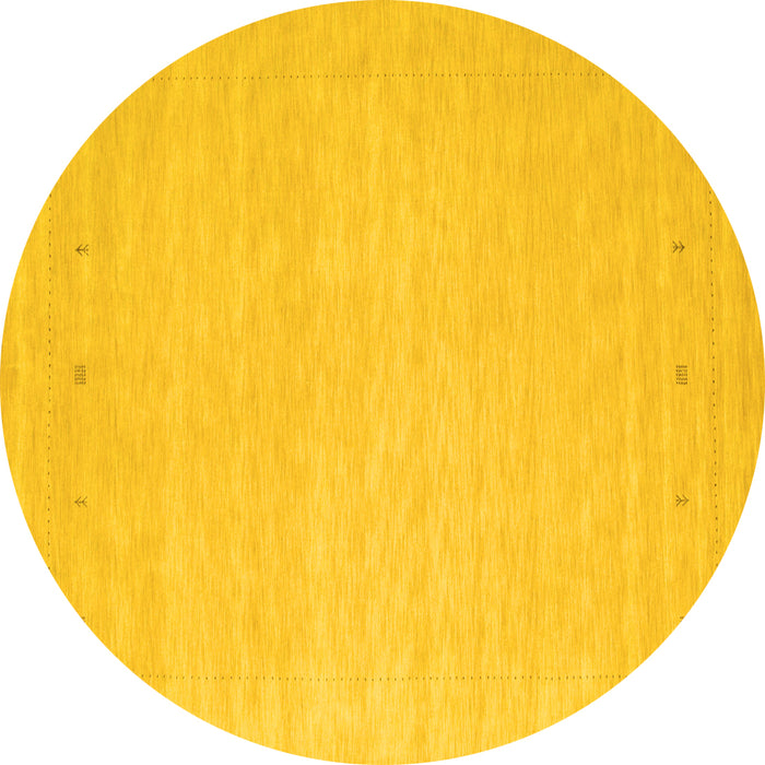 Round Solid Yellow Modern Rug, con790yw