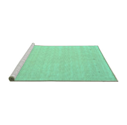 Sideview of Machine Washable Solid Turquoise Modern Area Rugs, wshcon790turq
