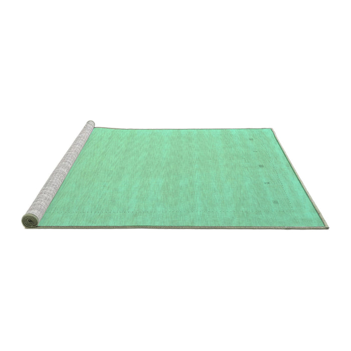 Sideview of Machine Washable Solid Turquoise Modern Area Rugs, wshcon790turq