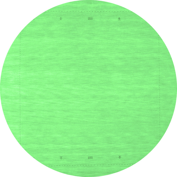 Round Machine Washable Solid Emerald Green Modern Area Rugs, wshcon790emgrn