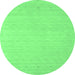 Round Machine Washable Solid Emerald Green Modern Area Rugs, wshcon790emgrn