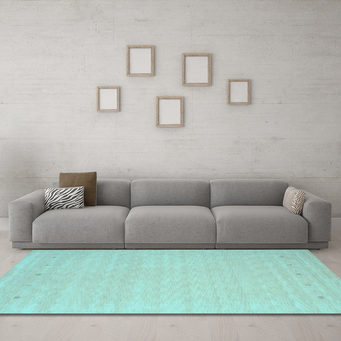 Machine Washable Solid Light Blue Modern Rug in a Living Room, wshcon790lblu