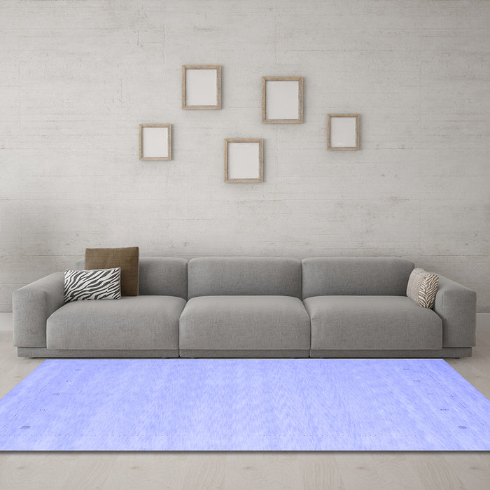 Machine Washable Solid Blue Modern Rug in a Living Room, wshcon790blu