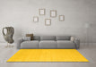 Machine Washable Solid Yellow Modern Rug in a Living Room, wshcon790yw