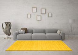 Machine Washable Solid Yellow Modern Rug in a Living Room, wshcon790yw