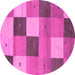 Round Abstract Pink Contemporary Rug, con791pnk