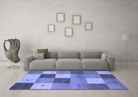 Machine Washable Abstract Blue Contemporary Rug, wshcon791blu