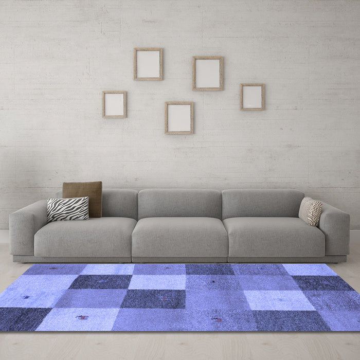 Machine Washable Abstract Blue Contemporary Rug in a Living Room, wshcon791blu
