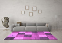 Machine Washable Abstract Purple Contemporary Rug, wshcon791pur