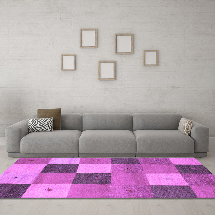 Machine Washable Abstract Purple Contemporary Area Rugs in a Living Room, wshcon791pur