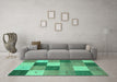 Machine Washable Abstract Turquoise Contemporary Area Rugs in a Living Room,, wshcon791turq