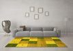 Machine Washable Abstract Yellow Contemporary Rug in a Living Room, wshcon791yw