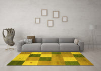 Machine Washable Abstract Yellow Contemporary Rug, wshcon791yw