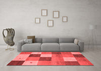 Machine Washable Abstract Red Contemporary Rug, wshcon791red