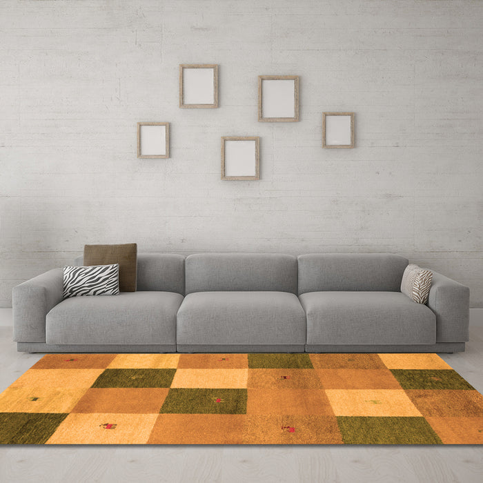 Machine Washable Abstract Orange Contemporary Area Rugs in a Living Room, wshcon791org