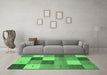 Machine Washable Abstract Emerald Green Contemporary Area Rugs in a Living Room,, wshcon791emgrn