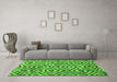 Machine Washable Southwestern Green Country Area Rugs in a Living Room,, wshcon792grn