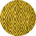 Round Machine Washable Southwestern Yellow Country Rug, wshcon792yw