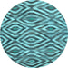 Round Machine Washable Southwestern Light Blue Country Rug, wshcon792lblu