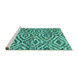 Sideview of Machine Washable Southwestern Turquoise Country Area Rugs, wshcon792turq