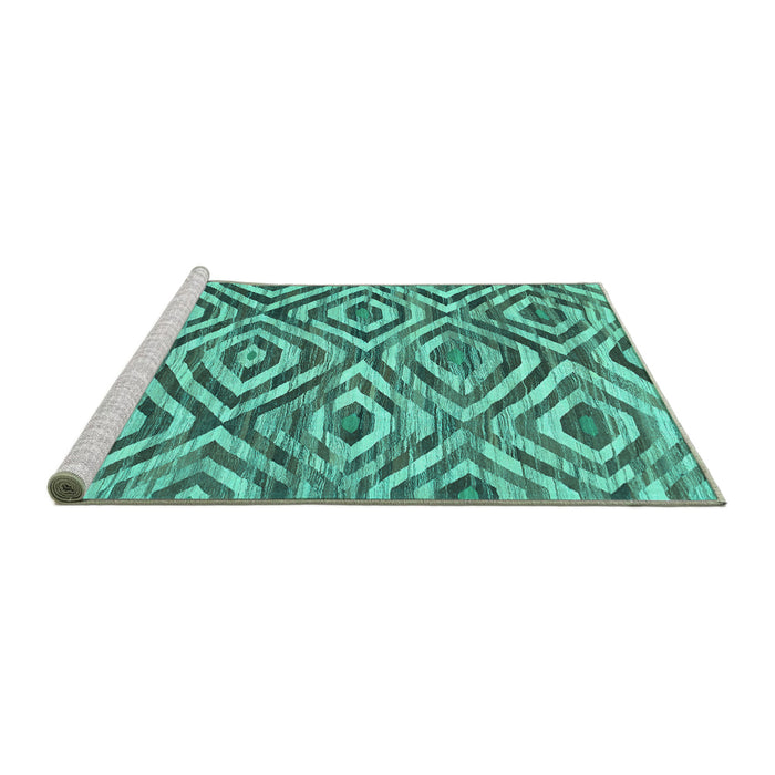 Sideview of Machine Washable Southwestern Turquoise Country Area Rugs, wshcon792turq
