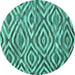 Round Machine Washable Southwestern Turquoise Country Area Rugs, wshcon792turq