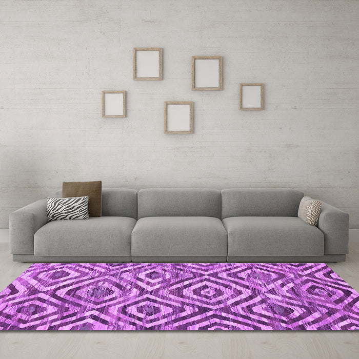 Machine Washable Southwestern Purple Country Area Rugs in a Living Room, wshcon792pur