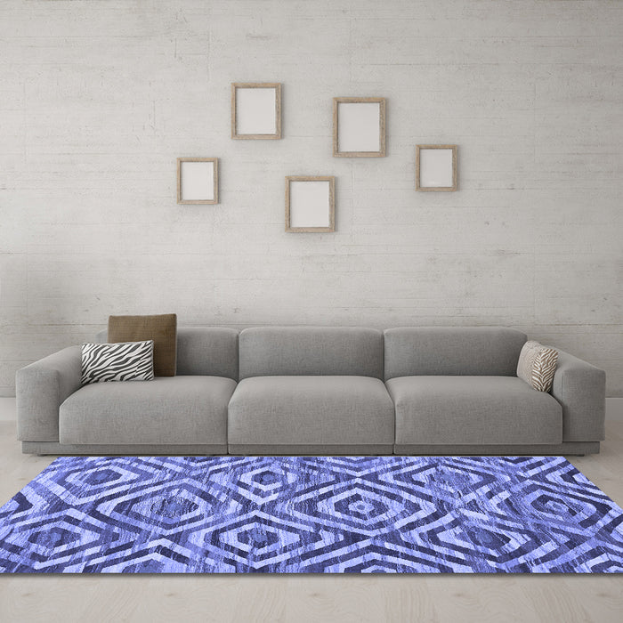 Machine Washable Southwestern Blue Country Rug in a Living Room, wshcon792blu