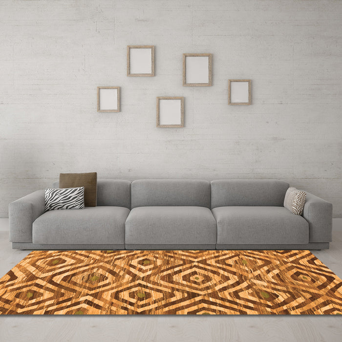 Machine Washable Southwestern Orange Country Area Rugs in a Living Room, wshcon792org