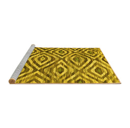Sideview of Machine Washable Southwestern Yellow Country Rug, wshcon792yw