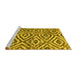 Sideview of Machine Washable Southwestern Yellow Country Rug, wshcon792yw